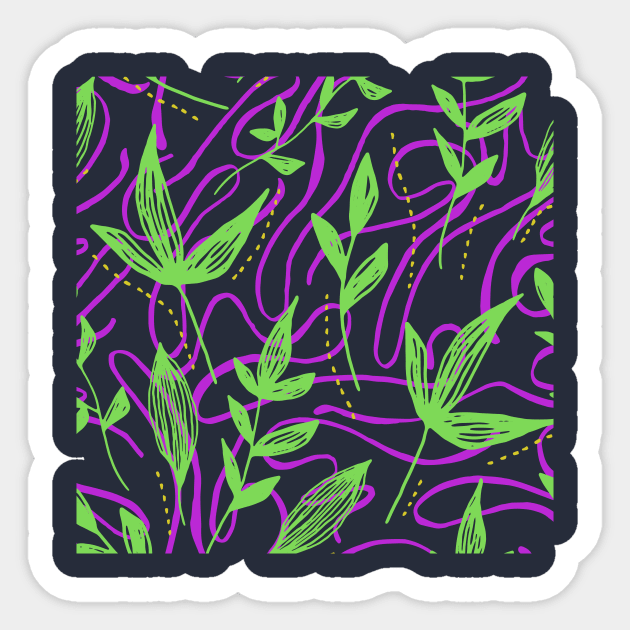 Modern Leaves Pattern Floating Foliage Sticker by chrstdnl